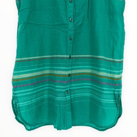 Prana Marigold Tunic Turquoise Striped Embroidered NWT size Small - Picture 4 of 12